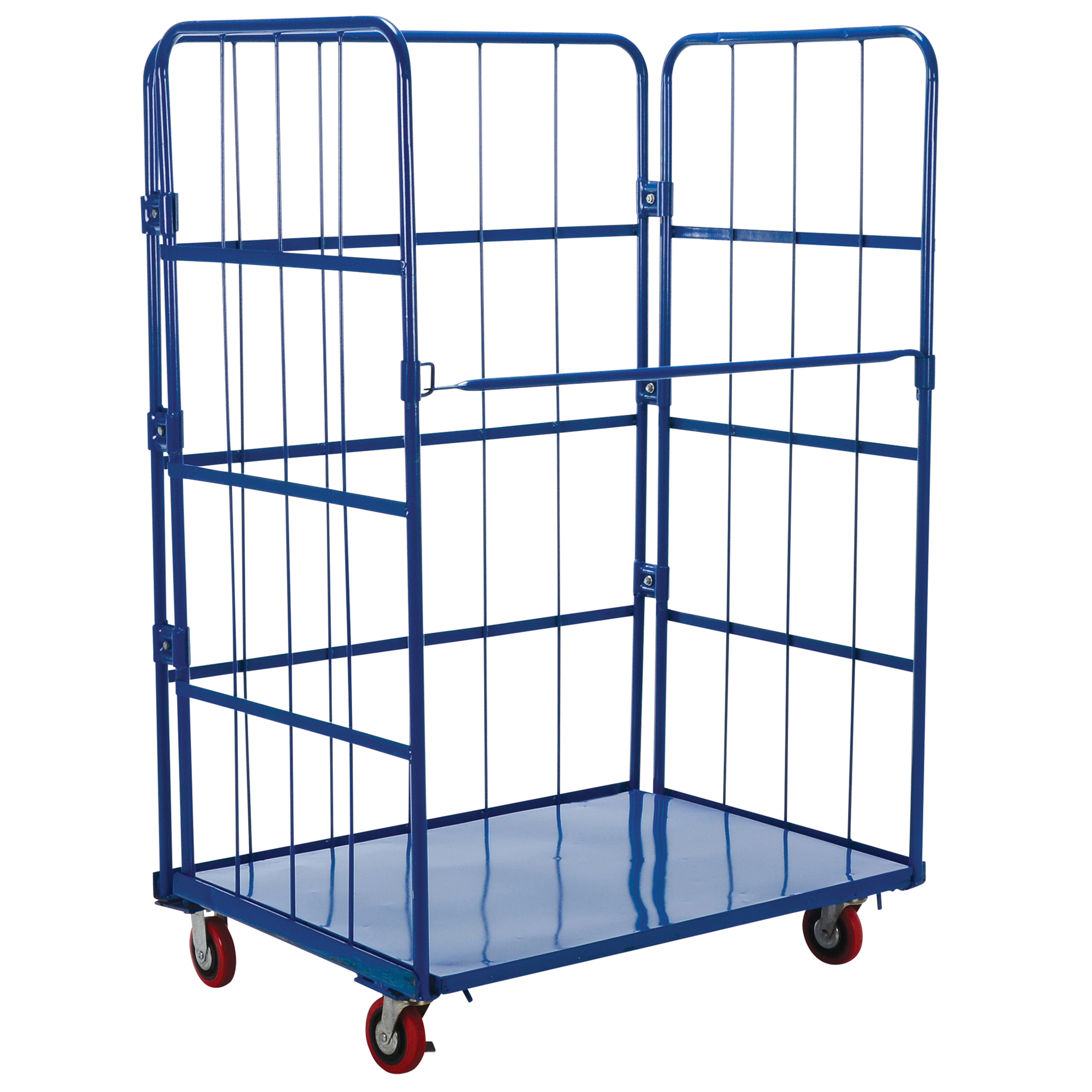 Vestil Steel Foldable/Nestable Roller Container - 1 Shelf, 800 lb Capacity, Mesh Design, Model# ROL-3143-1